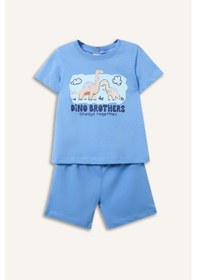 Resim Defacto Dinozor Baskılı 2li Pijama Takımı Erkek Bebek H4034a526hsbe194 Mavi-be194 