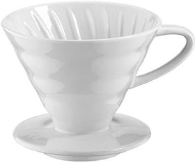 Resim Epinox Seramik Kahve Dripper - Porselen Demleyici - No: 2 - Beyaz (Hario V60 Benzeri) 