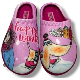 Resim Gezer 14531-26 Happy Winter Termal Kız Çocuk Ev Terlik 30-35 Pembe 