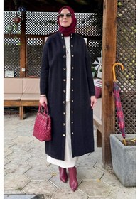 Resim Rabia Şamlı Yakut Angora Triko Kap Siyah Çok Renkli 