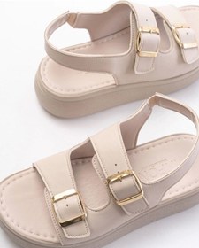 Resim Bej Günlük Dolgu Topuk Toka Aksesuarlı Kadın Sandalet Bej 