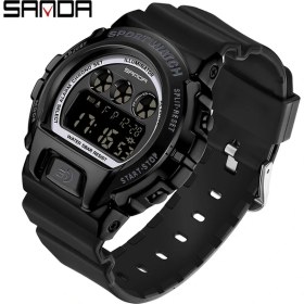 Resim Hanyang Siyah Sanda Yeni Askeri Spor Saatler El Işığı Ekran Elektronik Saat Askeri Su Geçirmez LED Dijital Saat Relogio Masculino (Yurt Dışından) 