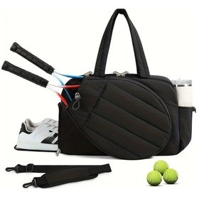 Resim Maxaccess Black Kadın Erkek Badminton Tenis Çanta 15.6 İnç Laptop Ayakkabı Gözlüğü Dayanıklı Spor Seyahat Çantası Siyah 