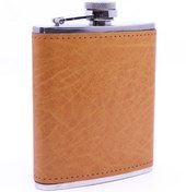 Resim Genel Markalar Turuncu Deri Kaplama Paslanmaz Çelik Cep Matarası - Hip Flask 7 Oz 