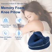 Resim Yan Yatanlar İçin Diz Yastığı - Sırt Desteği, Omurga Hizalaması, Ağrı, Hamilelik, Kalça & Ameliyat İyileşmesi İçin Ergonomik Bacak Kama, Yumuşak Polyester Kılıf, Mavi, Yan Yatan Yastık | Duruş Geliştirme Yastığı | Dijital Baskı Yastık 