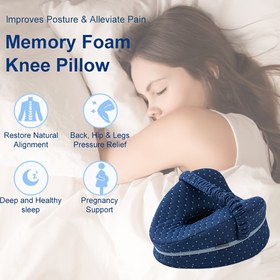 Resim Yan Yatanlar İçin Diz Yastığı - Sırt Desteği, Omurga Hizalaması, Ağrı, Hamilelik, Kalça & Ameliyat İyileşmesi İçin Ergonomik Bacak Kama, Yumuşak Polyester Kılıf, Mavi, Yan Yatan Yastık | Duruş Geliştirme Yastığı | Dijital Baskı Yastık 