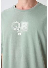 Resim Tommy Life Açık Yeşil Pamuklu Kalın Yumuşak Dokulu Oversize Fit Baskılı Erkek T-shirt - 88333 CAMEL 
