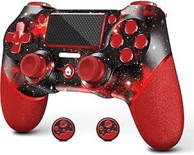 Resim AceGamer PS4 için Kablosuz Oyun Denetleyicisi, Kaymaz Kavrama ile Özel Kırmızı Evren Tasarımı, Çift Titreşimli/6 Eksenli Hareket Sensörü/Ses İşlevli PS4/İnce/Pro/PC ile Uyumlu 