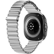 Resim Qyouth Yedek Galaxy Uyumlu Saat Uyumlu 47mm Dayanıklı Çelik Kayış Gümüş Akıllı Band 