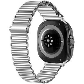 Resim Qyouth Yedek Galaxy Uyumlu Saat Uyumlu 47mm Dayanıklı Çelik Kayış Gümüş Akıllı Band 