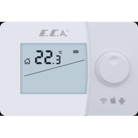 Resim E.C.A Poly Smart Kablosuz Akıllı Oda Termostatı 7006903011 Beyaz Renk Mekanik Kontrol Paneli 