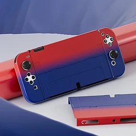 Resim FANPL Nintendo Switch OLED Kılıf, Switch OLED ve Joy Con Kumandası için Yerleştirilebilir Koruyucu Kılıf Kapağı (Kırmızı ve Mavi) 