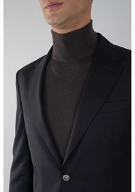 Resim Bisse Comfort Fit Siyah Dokuma Mono Yaka Çift Yırtmaçlı 6 Drop Yün Blazer Erkek Ceket Pck24knos001 D99 Siyah 
