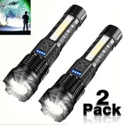 Resim 2 adet USB Şarj Edilebilir LED El Fenerleri, XP50 Yüksek Güç, 7 Mod, 150-350 Lümen, COB Yan Lamba, 200m Menzil, Dayanıklı ABS, Dış Mekan Acil Aydınlatma, Yürüyüş, Kamp, Şarj Edilebilir El Feneri 
