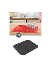 Resim Bulaşık Kurutma Matı, Bulaşıklık - Su Toplamaz Silikon Bulaşık Altlığı Orta Boy 36x25 Cm Siyah 