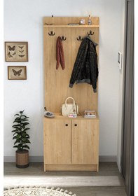 Resim 2 Kapaklı Portmanto Elbise Askılığı Vestiyer Ayakkabılık Askılık Güneş Safir Meşe Safirmeşe 