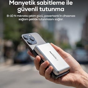 Resim Xenon Smart Kablosuz Powerbank 15W | 5000 mAh Manyetik 22.5W PD USB-C İnce Alüminyum Gövde X6440 