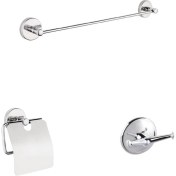 Resim MaxiFlow Banyo Aksesuar Seti Wc Kağıtlık-40 cm Havluluk- Askılık 
