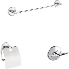 Resim MaxiFlow Banyo Aksesuar Seti Wc Kağıtlık-40 cm Havluluk- Askılık 