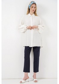 Resim Bigdart Kadın Dokulu Oversize Tunik 5989 - Beyaz 