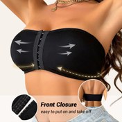 Resim 1 adet Kadınların Seksi Straplez Korse Bra, Ön Kapanışlı, 6 Sıralı Toka, Tam Kapsama Dikişsiz Görünmez Konfor, Çıkarılabilir Pedler, Nefes Alabilen Yüksek Elastikiyet, Naylon %90 Elastane %10, Tank Tişörtler, Elbise, Günlük Giyim, Fitness, Yoga için - Düz Renk 