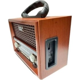 Resim Nostaljik Ledli Bluetooth USB Sd Radyo Mp3 Müzik Kutusu Bej 