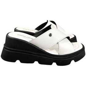 Resim Pierre Cardin Yüksek Dolgu Topuk Anatomik Taban Bayan Terlik Beyaz 