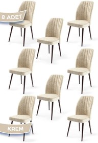 Resim Canisa Platinum Serisi, Üst Kalite Yemek Odası Sandalye, 8 Krem Sandalye, Metal Kahverengi Iskeletli 