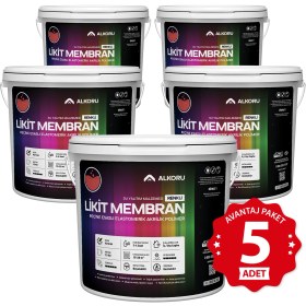 Resim Alkoru 5 Adet 13 kg Kırmızı Likit Membran Renkli Reçine Esaslı Sıvı Su Yalıtım Malzemesi Avantaj Paket 