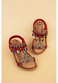 Resim Khayt Princess Anatomik Fashion Taşlı Çocuk Sandalet Kırmızı 