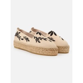 Resim Su Espadril Nataly Ekru-Siyah Kadın Düz Espadril 