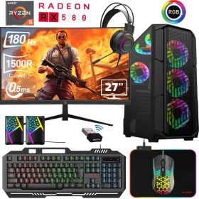 Resim Xaser XSR461 I5 10400F 16GB Ram 512GB M.2 Nvme SSD 8gb RX580 Ekran Kartı 27"curved 180Hz Oyun Bilgisayarı 
