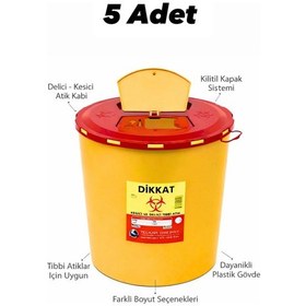 Resim Tıbbi Atık Kovas Sarı, Enfekte Kovası Sarı Renk , Hijyenik Ve Güvenli Kullanım 20 Litre Tüm Adetler Sarı 