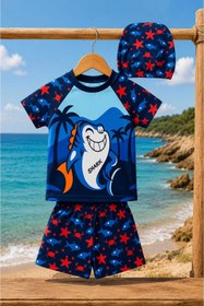 Resim My Kids Wear Erkek Çocuk Desenli 3'lü Mayo Takımı 2-12 Yaş 12002 