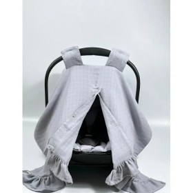 Resim 100pamuk Çok Amaçlı Çift Katlı Çift Kullanımlı Müslin Puset Örtüsü Ve Minder&gri Tsrm 