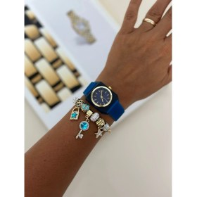 Resim Has Lacivert Silikon Kordonlu Bileklik Hediyeli Kadın Saat 