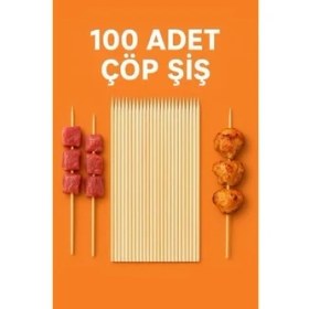 Resim Merip Plastik 100 Adet Bambu Çöp Şiş & Yanmaz Bambu Şiş & 30 cm & Airfryer Çöp Şiş 