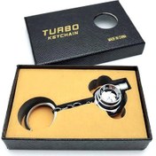 Resim Hangfox Gümüş Metal Led Işıklı Turbin Arabalar Anahtarlık, Kozmetik Kutulu Yenilikçi Araç Aksesuarı 