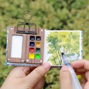 Resim 5 adet Mini Taşınabilir Sanat Seti - 5 adet Mini Ahşap Su Temelli Boya Seti Fırça, Boya, Klips ve Çizim Kitabı ile - 8 Renkli Taşınabilir Açık Hava Sanat Seti - Dekoratif Ev Sanat Malzemeleri 