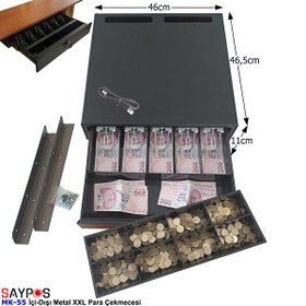 Resim Saypos 46x46.5x11 CM Montaj Askılı İçi-Dışı Full Metal 5 Geniş Banknotluk Ekstra Büyük Para Çekmecesi 