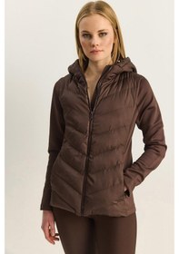 Resim Shade Kadın Kapüşonlu Fermuarlı Garnili Slim Fit Şişme Mont 1123 60283816 - Acı Kahve Kahverengi 