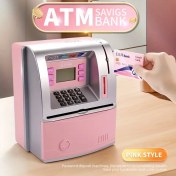 Resim ABS Malzeme ile Güçlendirilmiş Büyük ATM Para Bankası Makinesi, Gerçek Para Dağıtıcı, Kart Okuyucu, Madeni Para Dengesi Hesaplayıcı, Dijital Şifreli Elektronik Domuz Bankası Oyuncak 
