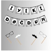 Resim Siyah Beyaz Doğum Günü Yazısı Maske Hediyeli 