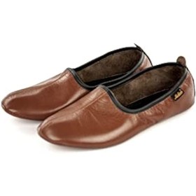 Resim İhvan Online %100 Deri Hac Umre Tavaf ve Ev Ayakkabısı Kahverengi (38) 