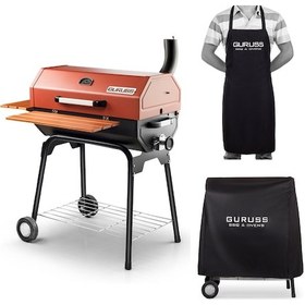 Resim Guruss Cg-075 Kömürlü Barbekü Mangal + Kılıf + Önlük Oksit Kırmızı Model:grs22 