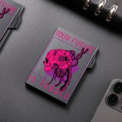 Resim Erkekler için İnce RFID Engelleme Fermuarlı Kartlık Cüzdan - Siberpunk Kafatası Grafik Tasarımı, Otomatik Açılma Özelliği, İş Seyahatleri ve Tatil İçin Hafif Seyahat Organizatörü (Siyah) | Yolda Kolaylık | Modern Minimalizm | Şık Yapım 