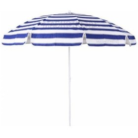 Resim Mavi Beyaz Gabardin Kalın Kumaş Plaj Şemsiyesi - Balkon Şemsiyesi - Bahçe Şemsiyesi 