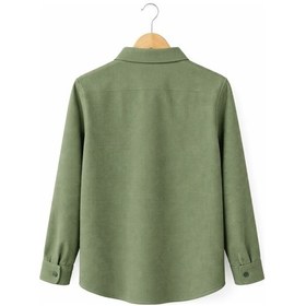 Resim Ahengim Erkek Çocuk Modern Kesim Beyaz Polyester Basic Gömlek Ak8789 Yeşil 