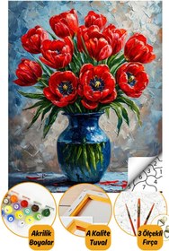 Resim Sayılarla Boyama Numaralı Tuval Seti Fırça Boya Dahil 40x50cm Çiçek TL017 