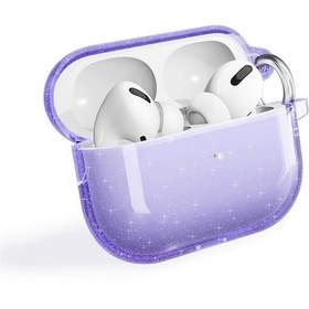 Resim Apple Uyumlu AirPods Pro 2 Zore Allstar Airbag 32 Parlayan Simli Saydam Renkli Kılıf-mor 
